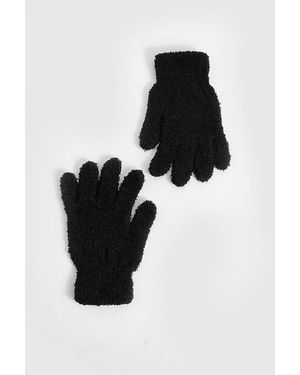 Boohoo Fluffy Gloves - Black
