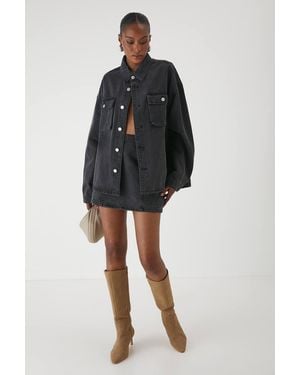 MissPap Denim High Waist Mini Skirt - Black