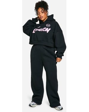 Boohoo Plus Straight Leg Jogger - Black