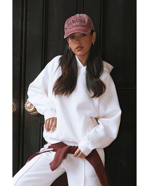 Boohoo Sudadera Oversize Con Capucha Y Costuras De Raglán - Blanco