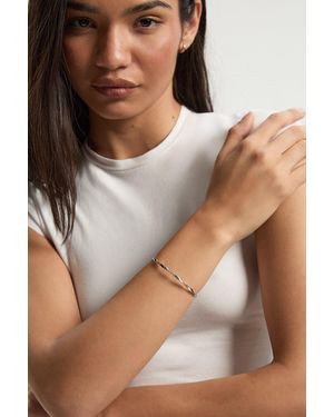 Boohoo Twisted Molten Bangle Bracelet - Grey