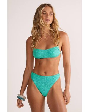 Nasty Gal Textured Glitter Square Neck Beaded Strappy Bikini Set - Blue