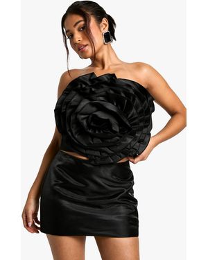 Boohoo Petite Large Floral Top - Black