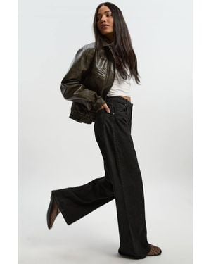 Boohoo Basic High Waist Wide Leg Jean - Black