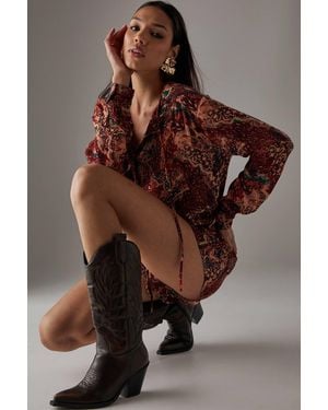 Warehouse Hcd Cheesecloth Drop Waist Romper - Brown