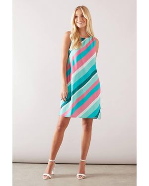 Wallis Petite Stripe Sleeveless Chiffon Shift Dress - Blue