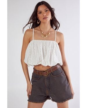 Nasty Gal Broderie Puffball Cami Top - White