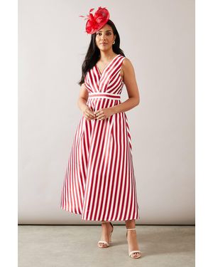 Wallis Petite Stripe Structured Midaxi Dress - Pink
