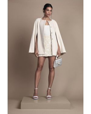 Coast Belted Short Occasion Cape Coat - Brown