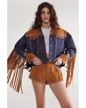 Nasty Gal Denim Suede Mix Jacket - Blue