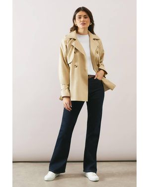 Wallis Cotton Button Trench Coat - Natural