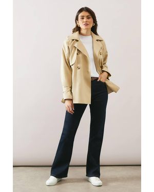 Wallis Cotton Button Trench Coat - Natural