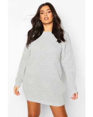 Boohoo Plus Crew Neck Sweater Dress - Gray