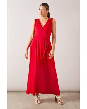 Wallis Wrap Viscose Jersey Maxi Dress - Red