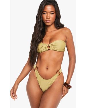 Boohoo Resin Hardwear Bandeau Bikini Briefs - Green