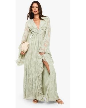 Boohoo Tall Textured Cut Out Maxi Dress - White