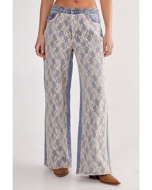 Nasty Gal Lace Detail Denim Jean - Blue