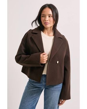 Dorothy Perkins Short Faux Wool Trench Jacket - Black