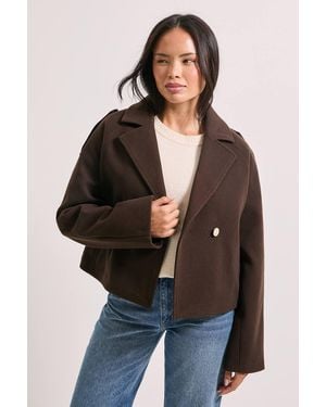 Dorothy Perkins Short Faux Wool Trench Jacket - Black