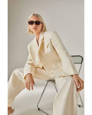 Nasty Gal Peached Cotton Twill Oversized Tailored Blazer - Natural