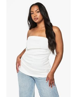 Boohoo Plus Structured Draped Bandeau Top - White