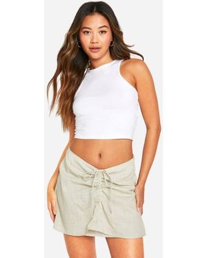 Boohoo Cotton Ruched Side Mini Skirt - White