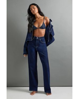 Boohoo The Tall High Waist Straight Leg Jean - Blue