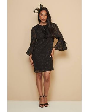 Wallis Petite Floral Jacquard Ruffle Shift Dress - Natural
