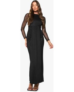 Boohoo Mesh Drape Detail Maxi Dress - Black