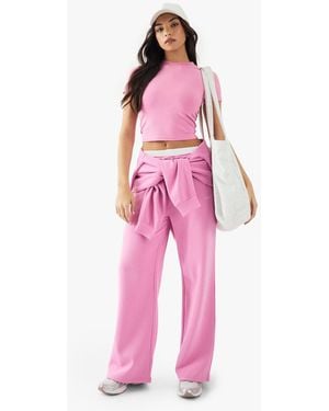 DSGN Studio Embroidered Straight Leg Jogger - Pink