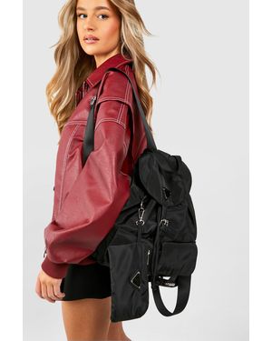 Boohoo Mochila De Nailon Con Dos Bolsillos - Rojo