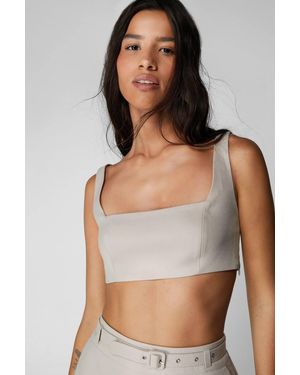 Nasty Gal Premium Tailored Twill Bralette - Natural