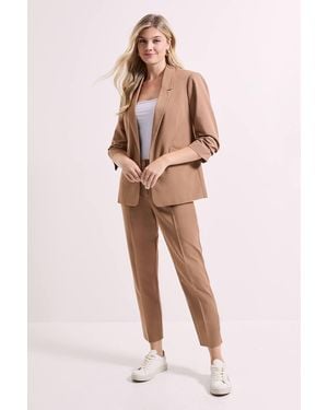 Dorothy Perkins Ruched Sleeve Blazer - Brown