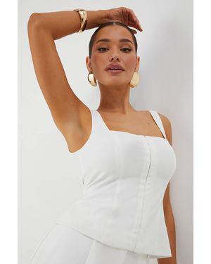 MissPap Tailored Square Neck Corset Top - White