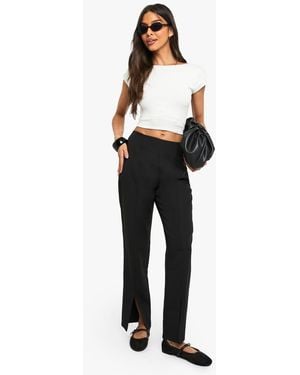 Boohoo Split Front Slim Fit Tailored Pants - Black