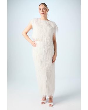 Coast Fringe Midi Skirt - White