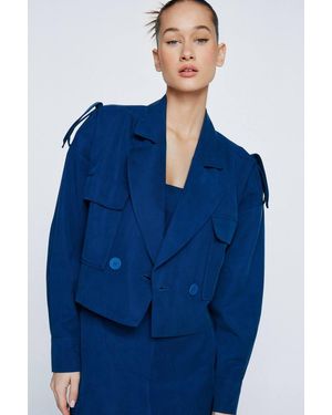 Nasty Gal Petite Premium Twill Cargo Blazer - Blue