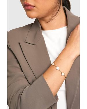 Boohoo Pearl Multi Clover Bracelet - Gray
