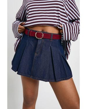 Boohoo Angled Buckle Belt - Blue