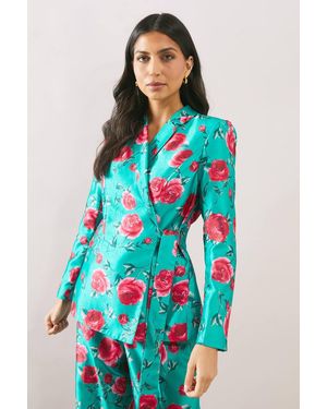 Wallis Floral Wrap Occasion Blazer - Blue