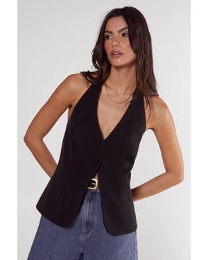 Nasty Gal Essentials Tailored Button Front Tank - Blue