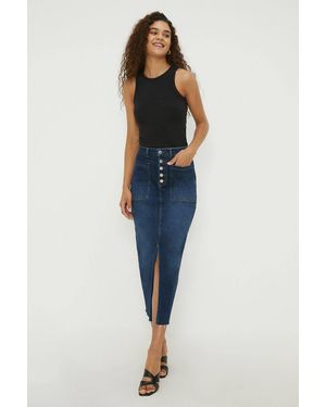 Dorothy Perkins Tall Button Midaxi Skirt - Blue