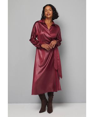 Wallis Textured Satin Wrap Midi Dress