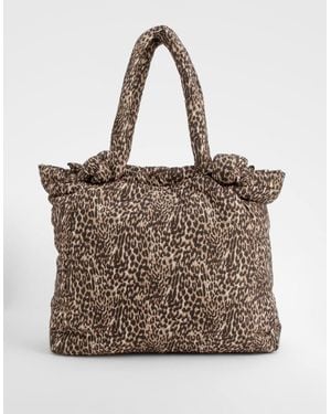 Boohoo Nylon Knot Handle Tote Bag - Brown