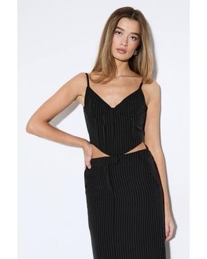 MissPap Pinstripe Boned Corset Bustier Top - Black