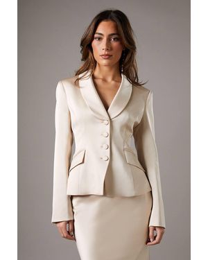 Coast Waisted Jacket With Satin Lapel - Natural