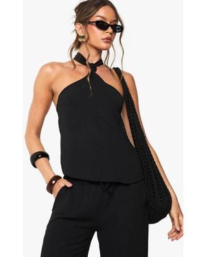 Boohoo Woven Hammered Knot Tie Cami - Black