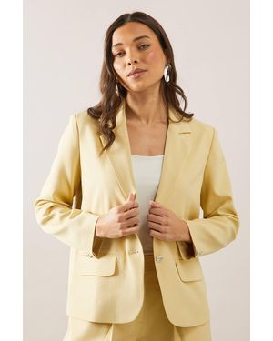 Wallis Petite Pinstripe Single Breasted Blazer - Natural