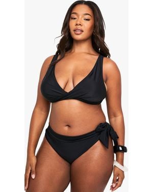 Boohoo Plus Wrap Bikini Top - Black