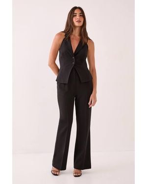 Nasty Gal Tailored Seam Front Kickflare Pants - Black